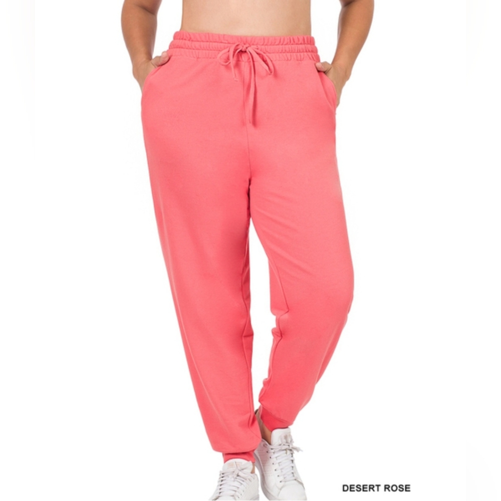 Plus french terry jogger pants with side pockets Zenana